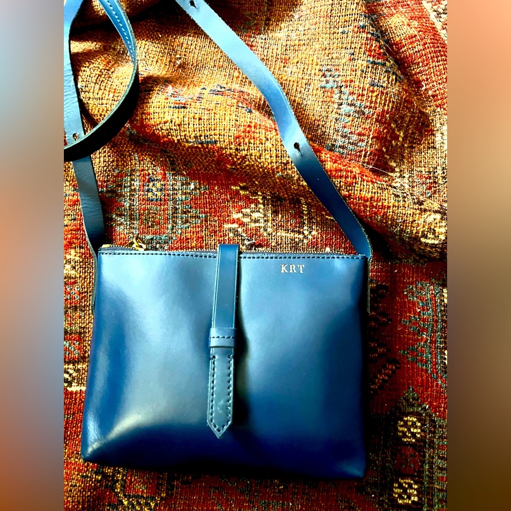Mark & Graham Navy Monogrammed Crossbody Bag